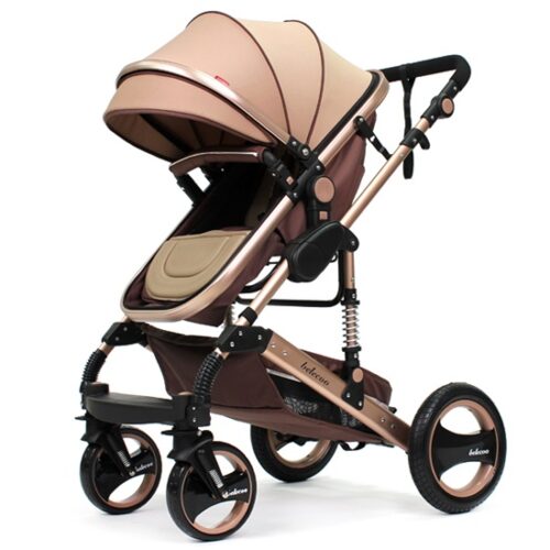 Luxury Egg Shell Baby Strollers Pram 3 in 1 Brown